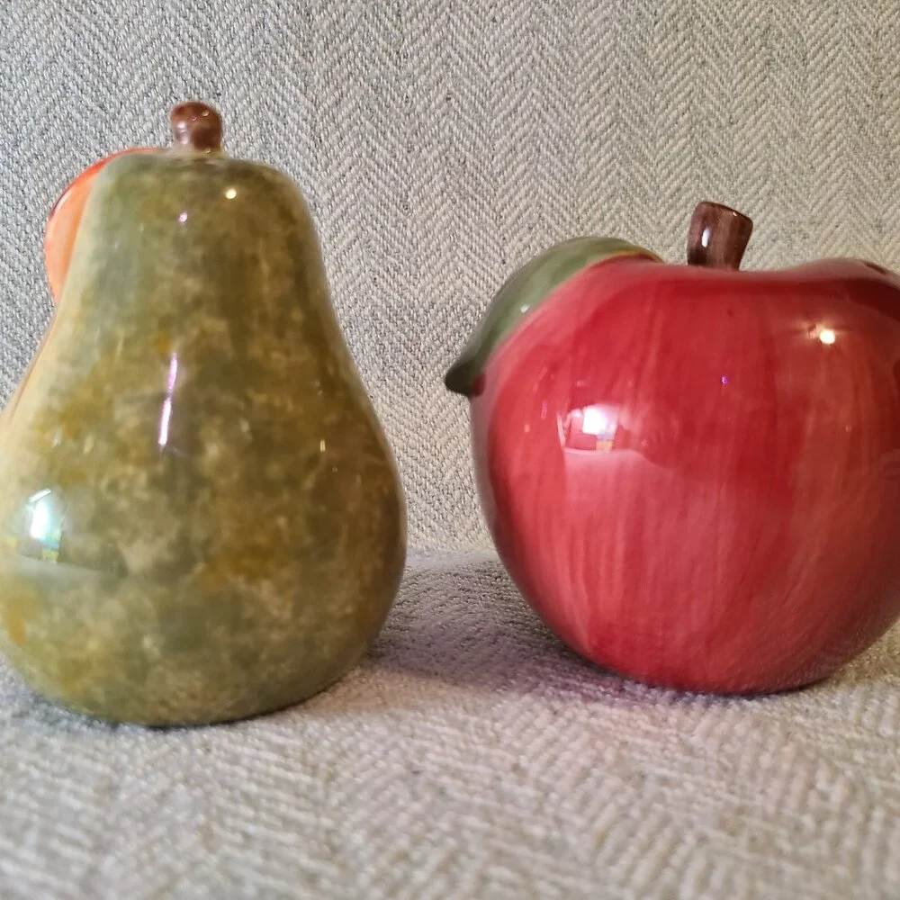 Apple and Pear ceramic salt and pepper shakers